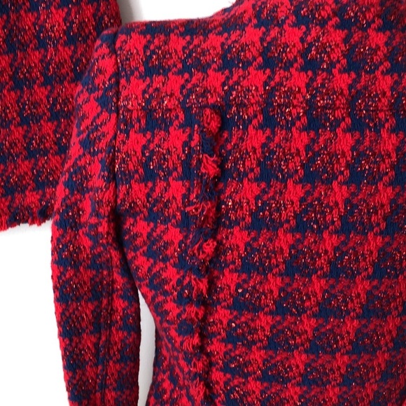 IRO Quilombe Metallic Frayed Tweed Jacket/Blazer Red and Blue Size 34 US 2(XS) - Picture 7 of 9